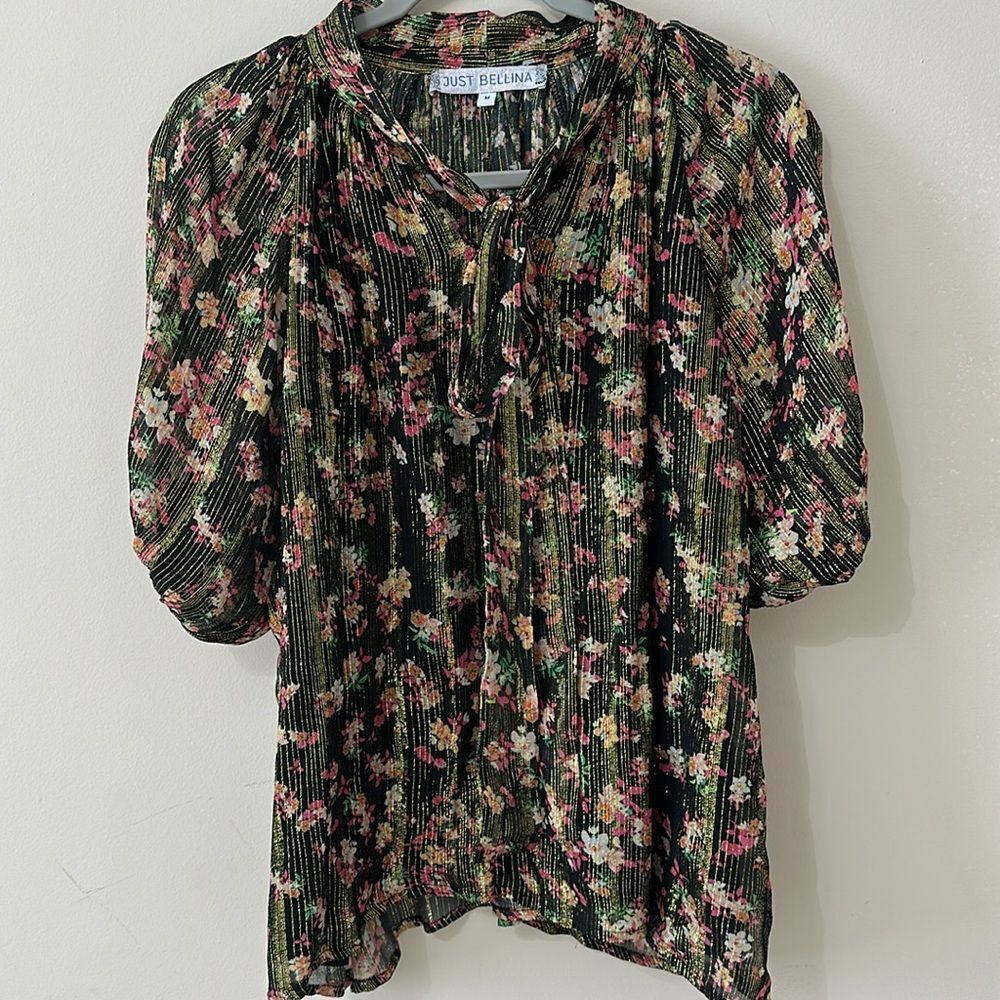 Just Bellina Made in India Metallic blouse